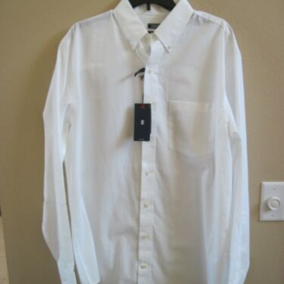 Men's Big Tall IZOD Premium Essentials Button Dress Shirt  LT/GL/LT White NWT - Picture 4 of 6